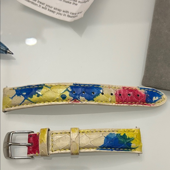 Michele Multicolor Genuine Snakeskin Leather Watch Strap Size 16 - Picture 3 of 5